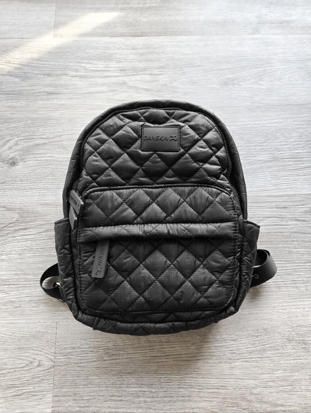 DANSKIN Black Quilted Small Nylon Backpack